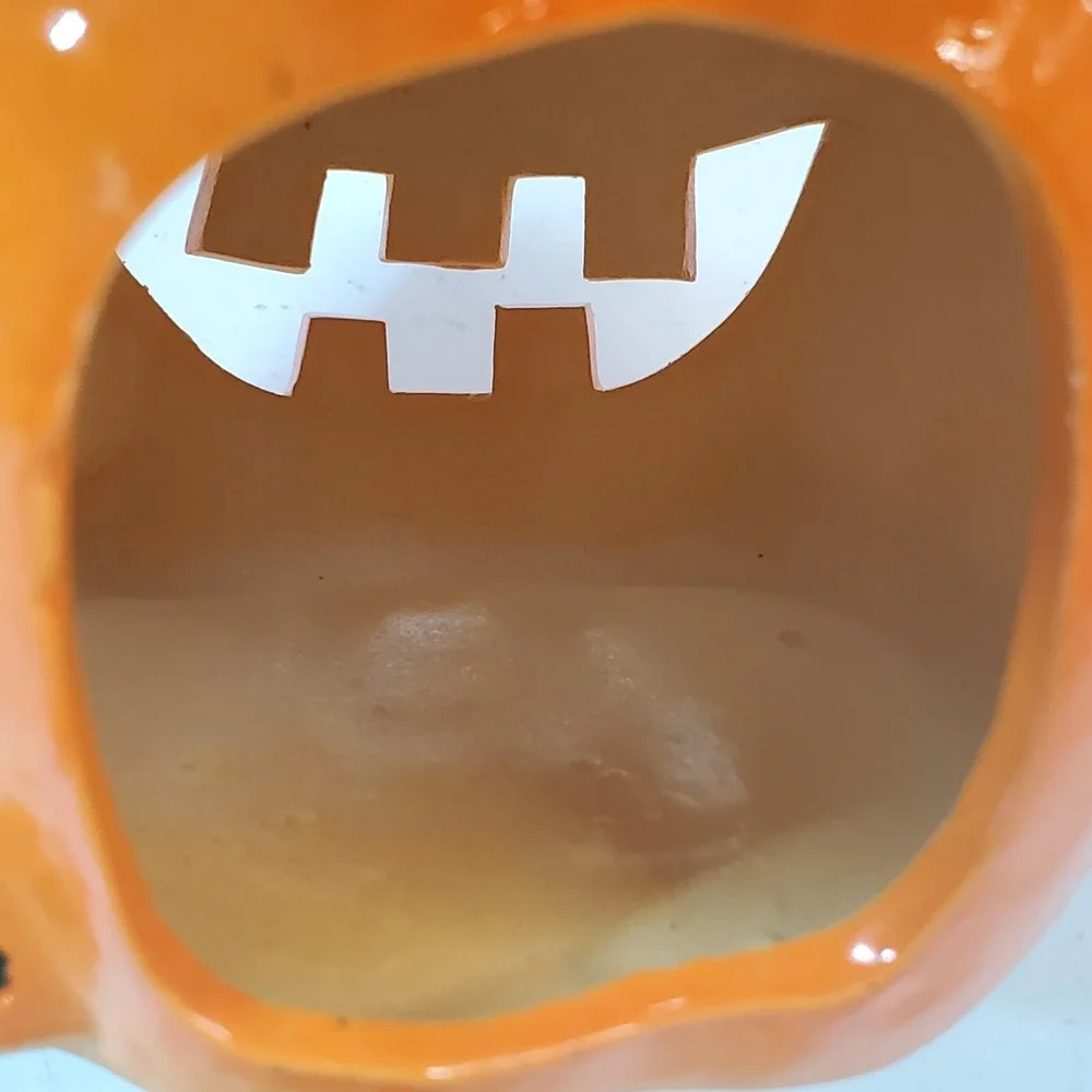 Vintage 1988 Brinn's Halloween Jack O Lantern Ceramic Tea Light Holder Taiwan